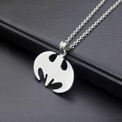 Fashion Men Bat 316L Stainless Steel Silver color Pendant Necklace Statement Jewelry Punk Cool Film Fans Nice Gift 55cm