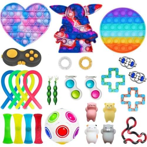 Fidget Toys Set Anti Stress Stretchy Strings Toys Marble Relief Gift for Adults Girl Children Squishy Sensory Kit Figet Toy