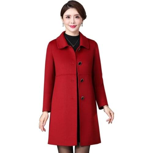 2020 New High-End Double-Sided Woolen Coat Womens Mid-Leng Woolen Cloth Double-Sided Cashmere Fashionable Female Woolen Coats