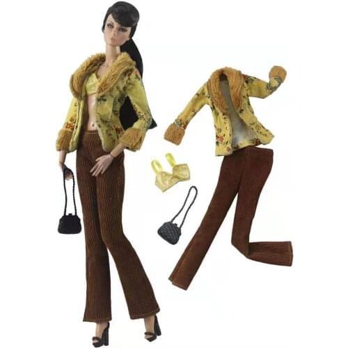 1/6 BJD Clothes Fashion Floral Winter Doll Outfits Sets for Barbie Jacket Coat Sweater Skirt Pants Handbag 11.5" Dolls Accessory