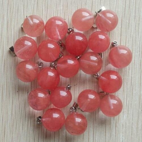 Wholesale 50pcs/lot fashion high quality Watermelon red Stone round ball shape pendants charms fit jewelry making free shipping