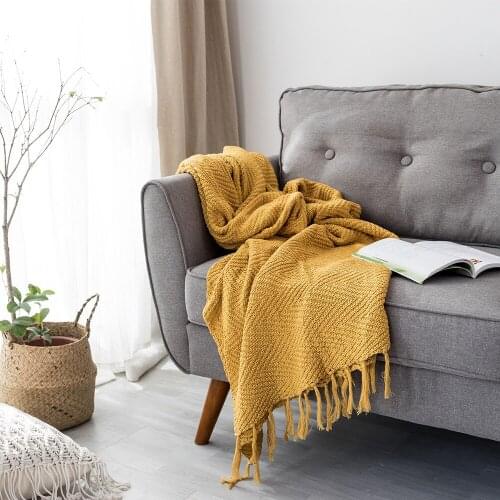 Textpion Pure Cotton Sofa Cover Blanket All Season Z-shaped Fringe Sofa Pad Blankets for Office Car Sofa Bedspread TJ4513