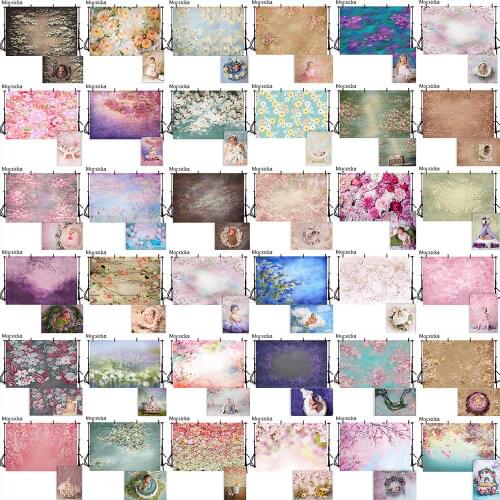 Newborn Child Portrait Retro Floral Backdrop for Photography Abstract Painting Flowers Photographic Background for Photo Studio