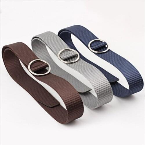 New 3.3cm 3.7cm Wide Automatic Slide O Ring Belt Causal Fabric Canvas Web Waist Strap Belts for Women Men Jeans 1.5" Waistband