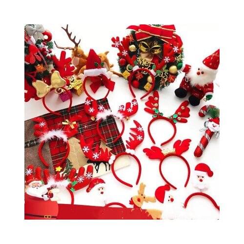 Christmas Headbands Santa Tree Elk Antlers Headband Kids Adult Headwear Reindeer Ornaments Christmas Decorations Party Cosplay