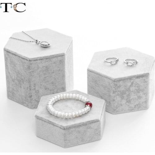 Grey Velvet Jewelry Display Stand Necklace Ring Earring Bracelet Display Holder Counter Jewelry Display Props