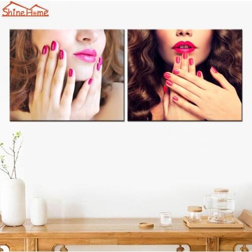 ShineHome-2pcs Wall Art Canvas Printing Painting Makeup Nail Spa Body Salon Massage Artwork Modular Picture Panel Canvas Prints