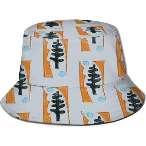 Flora And Fauna Doodle Foldable Panama Bucket Hat Cap Doodle Design Flora Fauna Flower Leaf 1980 80 S