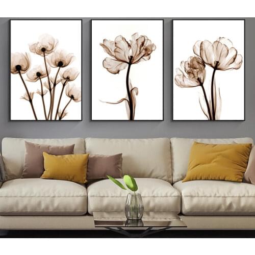 Modern 3pcs Transparent Flower A4 Canvas Painting Art Print Poster Picture Home Wall Decoration Simple Wall Decor Pictures wall