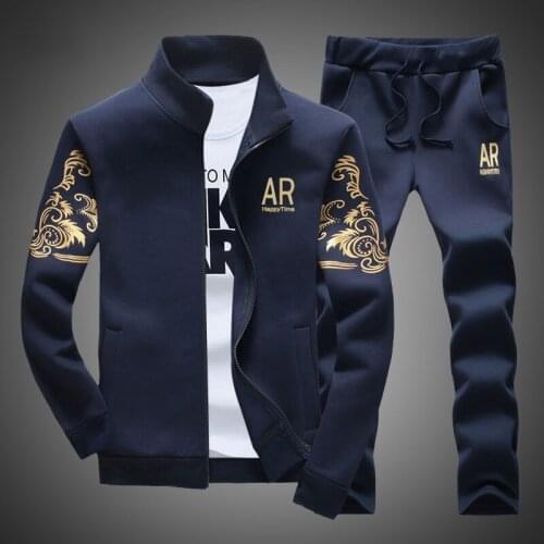 Brand Men Sets Fashion Autumn Spring Sporting Suit Sweatshirt+Sweatpant Tracksuit Mens Sportswear Zipper Clothing 2 Pieces Sets