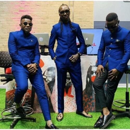 Standard collar Royal Blue Men Suits for Wedding Man Blazer Groom Tuxedo 2 Pieces Classic Fit Male Outfit Latest Designs Costume