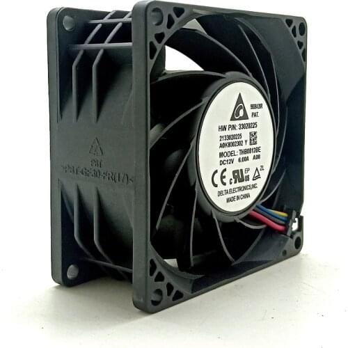 THB0812BE DC 12V High Speed Air Flow CFM Powerful Cooling Fan,80X80X38mm Dual Ball Bearing For Miner GPU Cooler