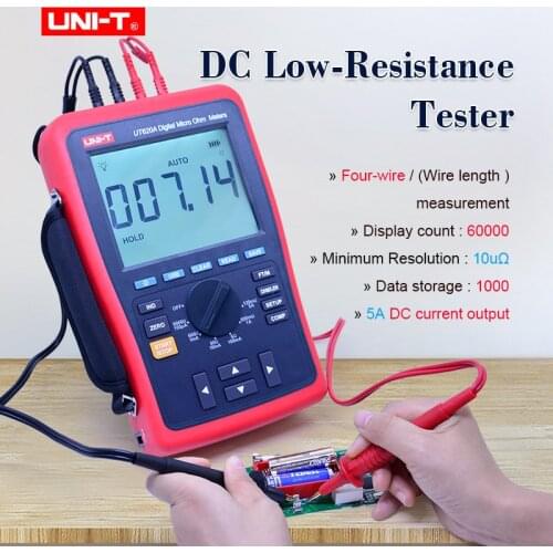 UNI-T UT620A Digital Micro Ohm Meter DC low resistance tester 120mOhm-6kOhm Ohmmeter Manual range Data storage 4-wire measure