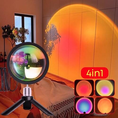 USB Rainbow Sunset Projection Lamp RGB Table Lamp Atmosphere Night Light for Home Bedroom Wall Coffee Shop decoration neon sign