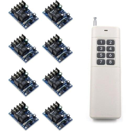 Top Quality DC12V 24V 36V 48V 30A 1CH Wireless Switch 8X 1 Channel Relays Receivers & Transmitter with Long Range Distance 1000m