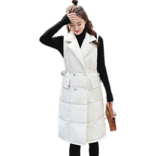 New Arrival Autumn Winter Women Vest Office Lady 2018Turn-Down Cotton Button Female Vest Down Cotton Outerwear Plus Size 3XLQ575