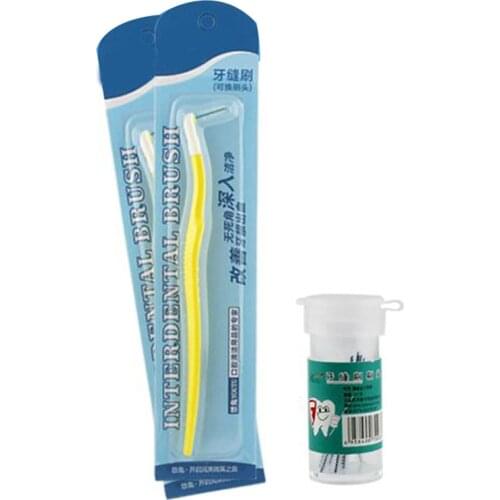 1 Set Dental Oral Hygiene Interdental Clean Flosser Floss Brush Tooth Pick + 10pcs Replaceable Brushes Head 0.7 mm to 1.2 mm