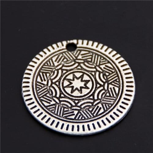10PCS Silver Color Alloy Symmetry Round Charms Pendant Jewelry Findings For DIY Bracelet Choker Necklace Crafts A2432