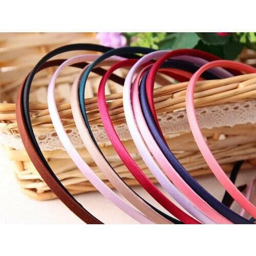10 Mixed Color Metal Headband Covered Satin Hair Band 5mm for DIY Craft