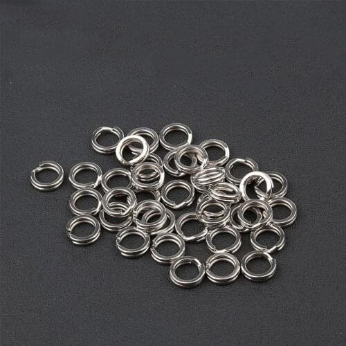 100PCS Hot 16 Size Durable High Quality Stainless Steel Fish Connector Fishing Split Rings Swivel Snap
