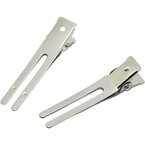 20pcs/set 45mm Double Prong Alligator Hair Clips Flat Metal Boutique Hairpins with No Teeth for DIY Hair Styling Accessory