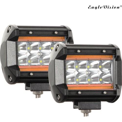 4-7 Inch White Amber Ice Blue Led Light Bars 12-24V 200W 24000LM Truck Boat Tractor Trailer Offroad Work Lighting Wiring Kits