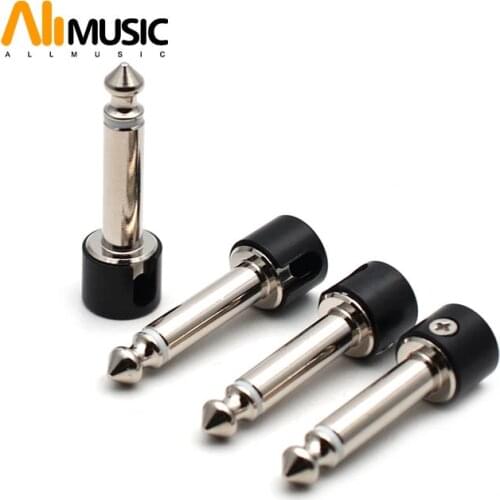 4Pcs DIY Strait Audio Solderless 6.35 Mono Plug Solder Free Plug guitar Pedal connector Chrome black