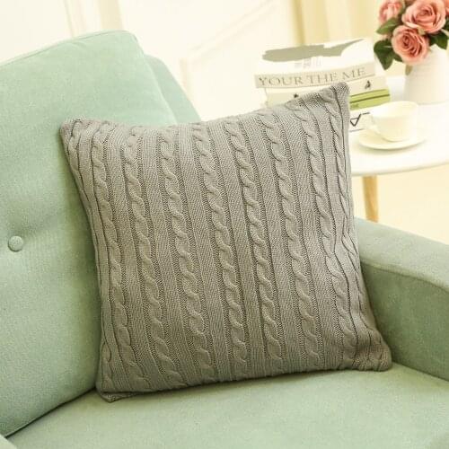 45X45cm European American Acrylic Knitted Cushion Cover Office Pillowcase Wool Twist Knitted Car Pillow Cover AT192