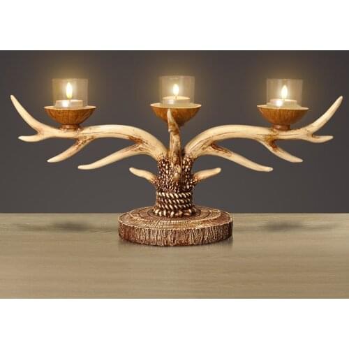 American Candlestick Classical Creative Ornament Deer Head Living Room Romantic Dinner Candlestick Portavelas Table Decor ED50ZT