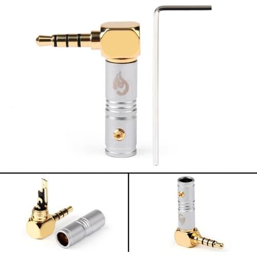 Areyourshop 3.5mm 4 Pole TRRS 90°Stereo Male Audio Plug Adapter Connector For Headphone DIY Plug Jack Connector