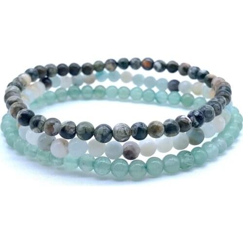 Natural Stone Bead Bracelet 4 mm Sets Healing Energy Elastic Bangles For Man Jewelry Gifts Yoga #16