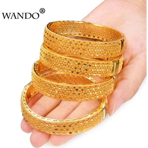 Wando 4pcs/lot charm 24Kbracelets for women luxury brand gold Color hollow beach party bangle jewelry India wb132
