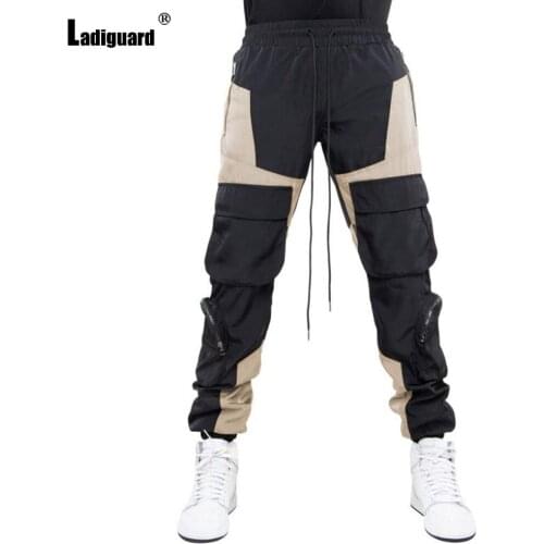 Men Cargo Pants 2021 Summer New Trendy Patchwork Lace-up Trousers Outdoor Fashion Casual Multi-pockets Pants Sexy Male Clothing