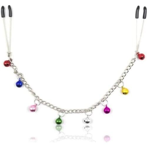 Chain bells nipple clamps shaking milk stimulate for couple men female breast clitoris clip massage Night Lover Game sex toys