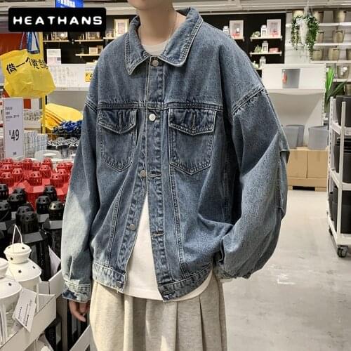 Men Denim Jacket Jean Jacket Male Korean Style Handsome Couple Preppy Style Autumn Casual Jacket Men Top Dropshipping Size M-3XL