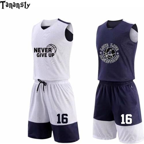 Double-side Reversible Men Basketball youth jersey uniform Suits Customize clothing Sports sleeveless T-Shirt Women shorts sets
