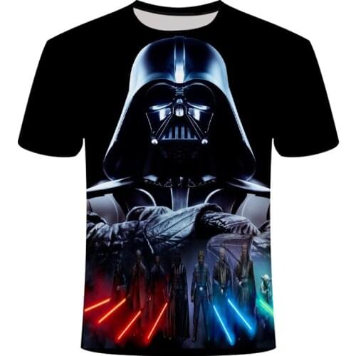 Disney Star Wars Boys T-Shirts Summer Kids Tee Short Sleeve 3D Printing Round Neck Tops Streetwear Oversized Tshirt Baby Clothes