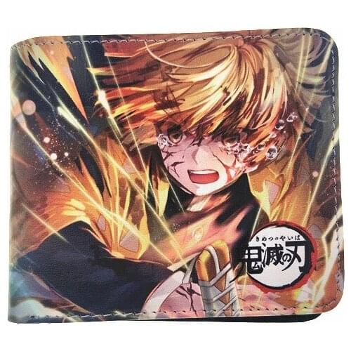 Hot carton Demon Slayer Kamado Tanjirou pu leather purse Kids surprise gift cion wallets