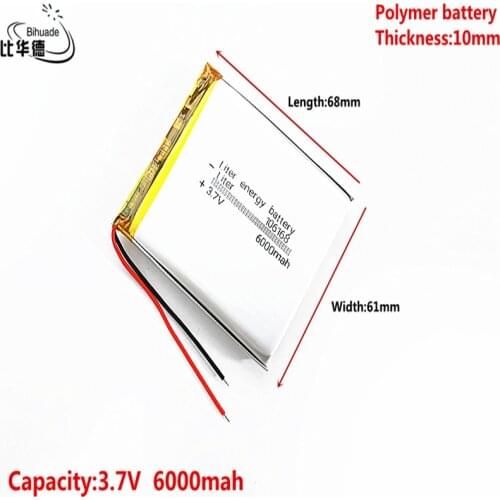 Good Qulity 3.7V,6000mAH 106168 Liter energy battery Polymer lithium ion / Li-ion battery for tablet pc BANK,GPS,mp3,mp4