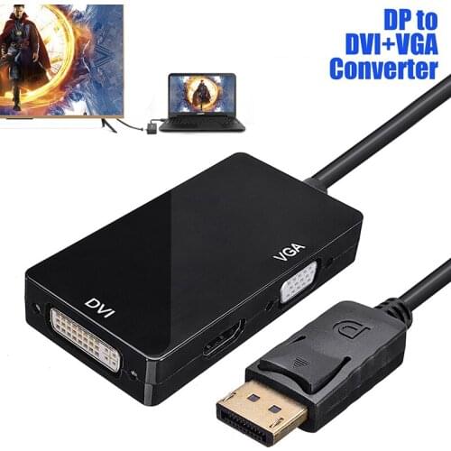 For PC Projector Laptop HDTV 1pc 3 in 1 DisplayPort DP To DVI VGA Adapter Cable 1080P Display Port Converter Connector