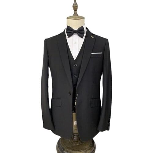 Mens Classic Suit 3 Pieces Lapel Slim Fit Custom Made Wedding Groom Best Man Prom Suits For Wedding Banquet Tuxedo 2021