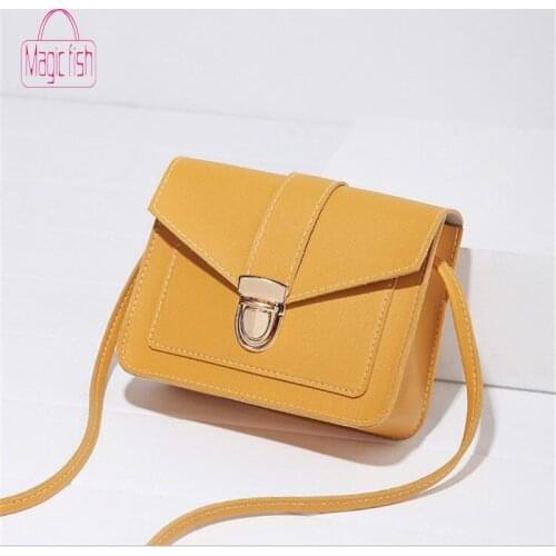 Magic Fish Small Crossbody Bags for Women 2020 Mini PU Leather Shoulder Crossbody Bag for Girl Yellow Bolsas Ladies Phone Purse
