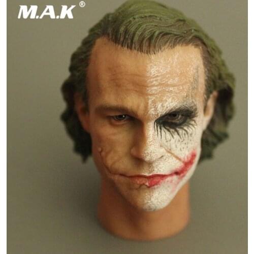 T-09H 1/6 Scale Male Head Sculpt Half Makeup Clown Joker Head Carved Model with Neck Accessory for 12 inches Action Figure Body