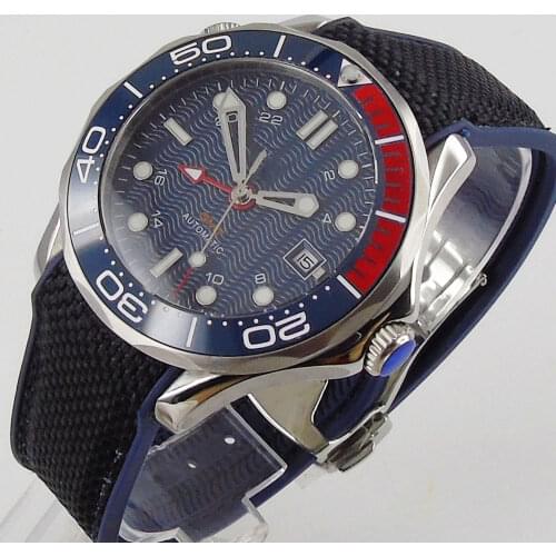 41mm Automatic Mechanical Men Watch Luxury Brand Rubber Strap Sapphire Luminous GMT Waterproof Military Calendar Wristwatch Men