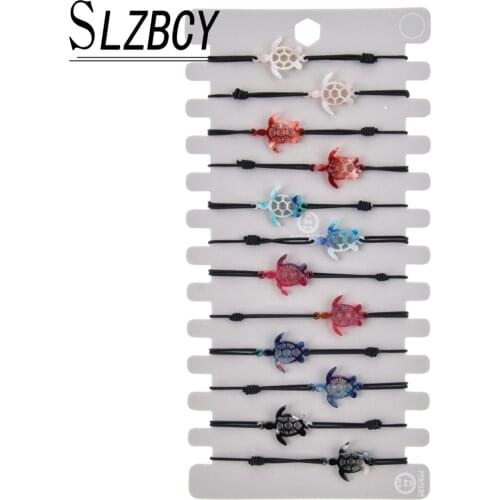12 pcs Bohemia Hollow Resin Turtle Heart Charm Bracelets Set For Women Children Elastic Friendship Bracelet Handmade Jewelry