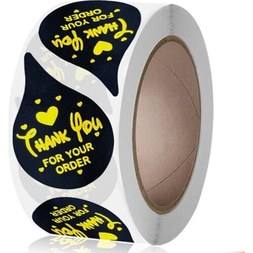 Bronzing Thank You for Your Order Stickers 500pcs Gold Foil Droplet Shape for Envelopes Handmade Party Scrapbooking Seal Labels