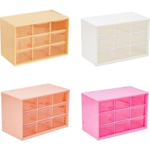 9 Grids Desktop Storage Box Jewelry Drawer Desk Organizer Plastic Cosmetic Earrings Makeup Container for Office Home wholesales