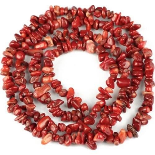 YHBZRET Natural Stone Irregular Red Coral Gravel Beads 86cm strand Freeform Chips Beads Jewelry making bracelet DIY Accessories