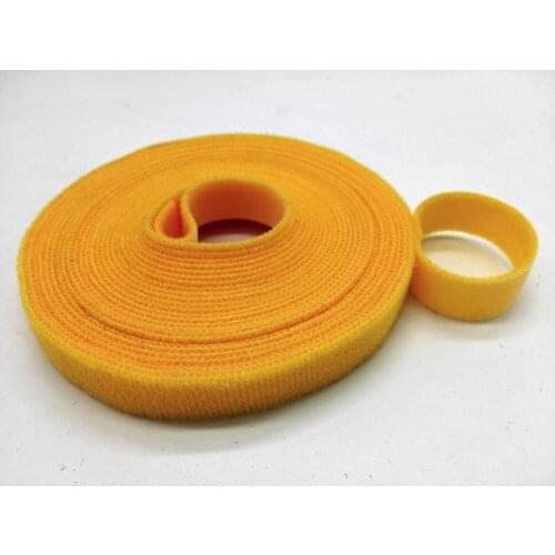 Yellow 10mm*25M Nylon Reusable Cable Ties Self-gripping Strap Tie Computer PC TV Wire Management magic tape super thin hook loop