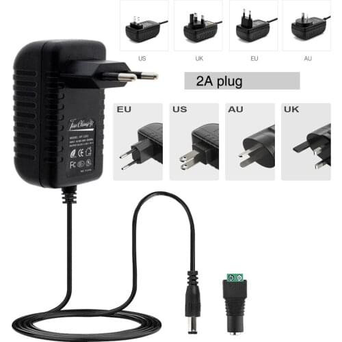 24W Power Converter Adapter Supply AC 110-240V EU US AU UK Plug DC12V 2A Power Supply for LED Strip with DC Female Connector